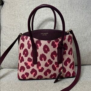 Kate Spade Burgundy and Pink Animal Print Satchel